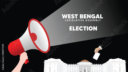 Campaign promotion with megaphone highlighting West Bengal legislative assembly election voting