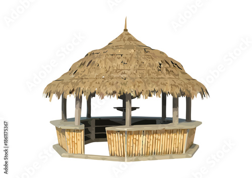 Straw hut on a white background