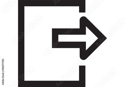 Bold black exit door icon with rightward arrow - minimalist vector sign