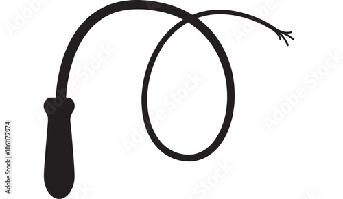 Minimalist black jump rope icon – bold vector illustration with handles and loop