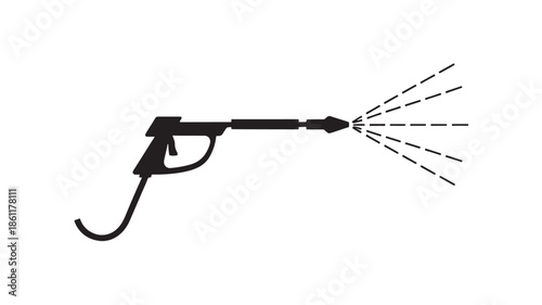 Silhouette vector of a spray gun (airbrush) with spray nozzle and lines