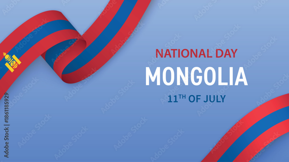 Obraz premium Mongolia Independence Day Ribbon Celebration Banner Design