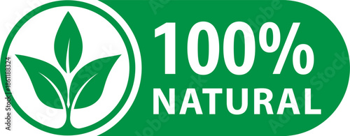100 percent natural, eco-friendly, green logo label