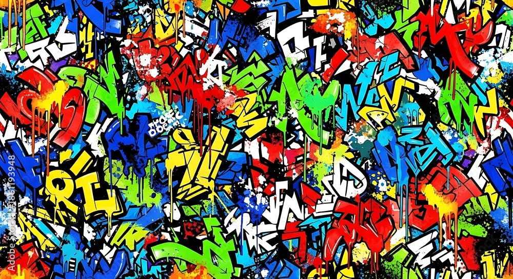 Fototapeta premium Vibrant colorful graffiti background texture.