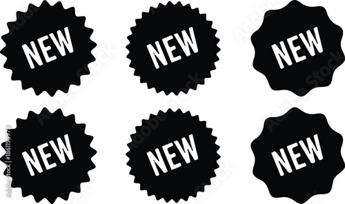 new tag six black icon set vector badge sale design logo collection 