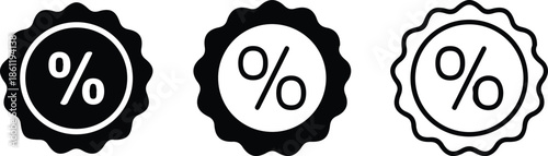 percentage three black icon set vector illustration design 