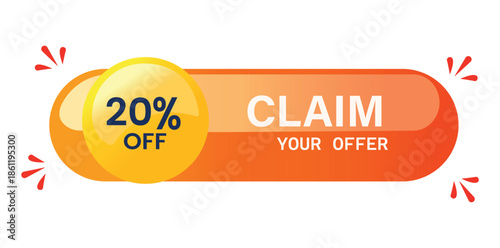 A vibrant orange banner with a yellow circle offering twenty percent off