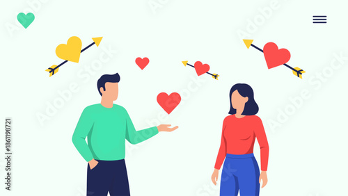 Valentine's Day couple in love people cartoon vector illustration