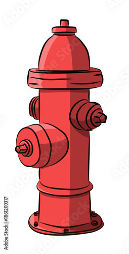 Red Fire Hydrant City Street Water Supply for Firefighting Vector Illustration