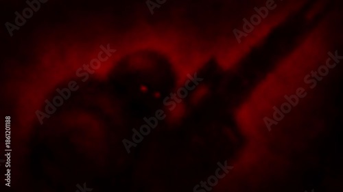 Science fiction animation in black and red background. Abstract Vj looped 2D animation in horror fiction genre. 