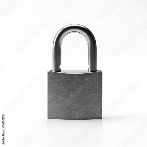 Padlock Security Symbol on White Background - Metal Lock Closure