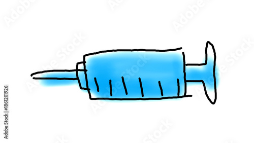 Injection needle hand drawn cartoon