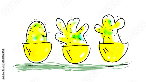 Cactus hand drawn cartoon