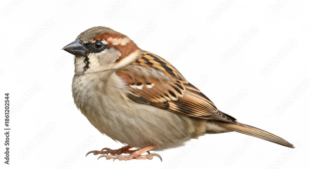 Fototapeta premium Side view of a small, light-brown bird