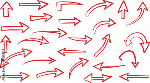 rrow collection on checkered paper sheet. Hand drawn crayon various arrows, curved, wavy and straight lines. Direction pointers for notes, doodle and school design. Playful emphasis elements