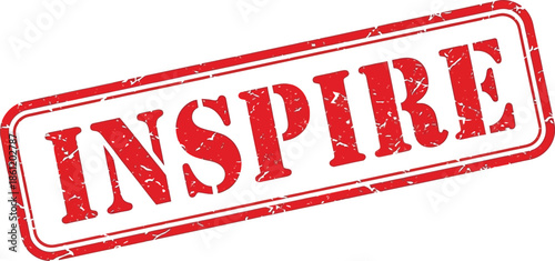 A rectangular red stamp with the word inspire prominently displayed in bold white lettering is shown against a white background
