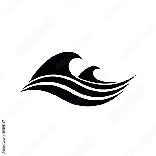 Stylized Black Waves Icon.