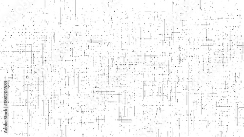 Black and white abstract pattern of scattered dots and intersecting lines background