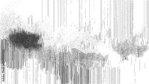 Abstract pattern of dark gray dots and vertical lines on white background