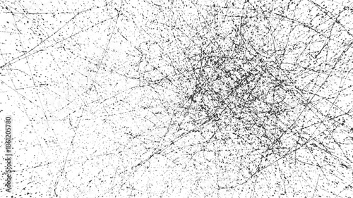 Black ink splatters and scratches on a white background abstract texture