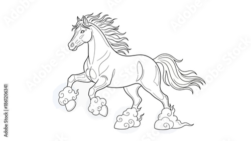 running horse outline, horse in motion