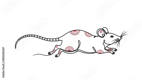 running mouse with red spots isolated