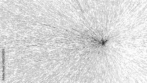 Black and white radial lines pattern with textured effect abstract background
