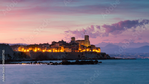 Cityscape of Antibes at sunset
