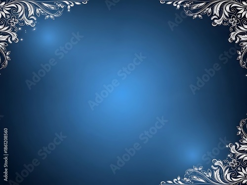 Abstract blue background with white floral accents