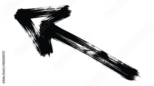 Bold brush stroke arrow pointing down and to the right