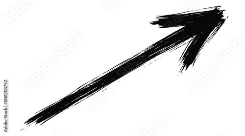 Bold black arrow pointing upwards with brush stroke effect