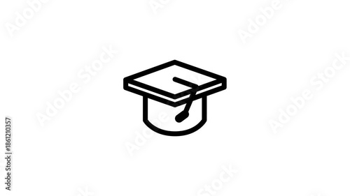 Minimalist Graduation Hat Line Art Video Loop.