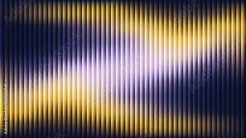 Glass ripple texture with dark gradient background and lilac light streaks. Futuristic distortion, moody abstract glow, reeded vertical blur. Vector illustration EPS