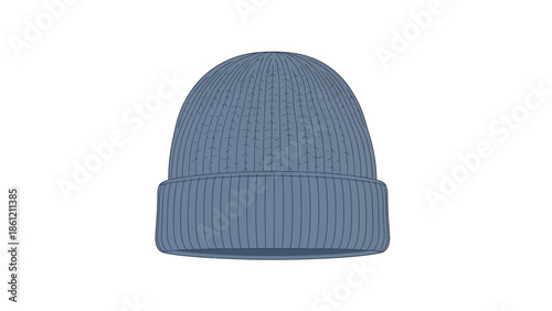 Vibrant Blue Knitted Beanie Hat Graphic - Cozy and Stylish Winter Headwear Accessory for Fashion and Lifestyle Designs, Isolated Vector Illustration