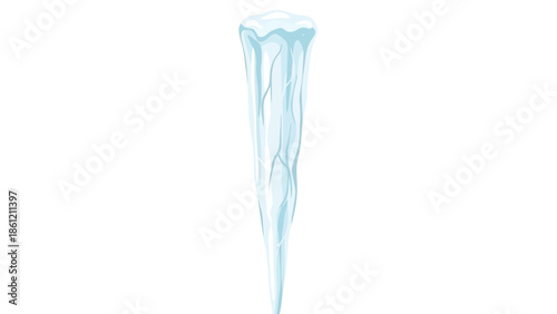Elegant illustration of a single, glistening icicle, perfectly formed and sharp, symbolizing the serene beauty of winter and cold environments