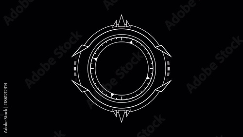 Sci-Fi HUD Target Circle Interface Animation Loop with Elements, Transparent Background
