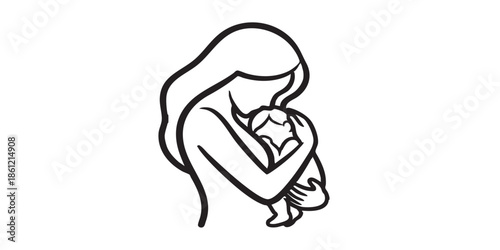 Loving mother hugs her little baby