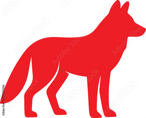 Minimal vector wolves trio with crescent moon symbol, brown white and black silhouette design