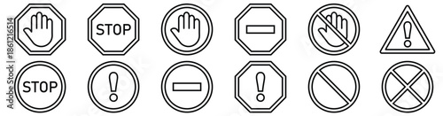 Stop Warning Sign Vector with White Hand Symbol
