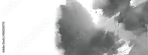 Grayscale Abstract Ink Mist with Flowing Shapes and Artistic Mood