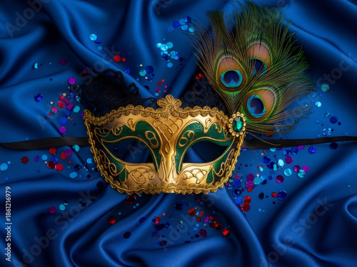 Elegant masquerade mask for carnival and costume events, mystery and luxury concept, theatrical atmosphere and celebration theme, ideal for party invitations, festival advertising, fashion branding