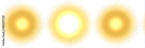 Three glowing orbs with a warm, golden halo on a white background