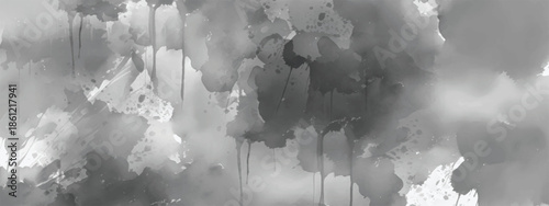 Grayscale Artistic Fog Background with Ink Wash and Gentle Contrast