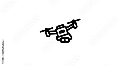 Animated Drone Quadcopter Line Art Icon Loop.