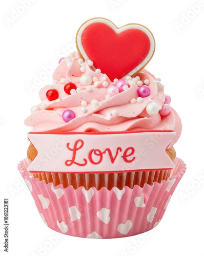 Delicious cupcake decoration bakery food love isolated on transparent background