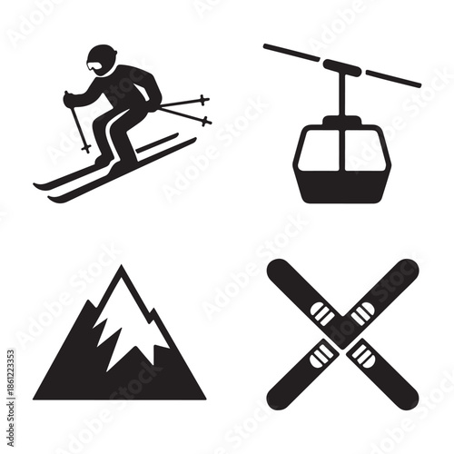 Cable car lift icon illustrating ski resort travel experience
