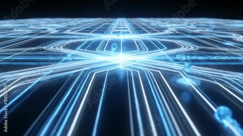 Glowing Light Lines Generating Futuristic Data Networks Concept