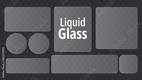 Modern liquid glass style background featuring translucent frosted panels and rounded interface elements. Ideal for app UI mockups, dashboard design, SaaS presentations, futuristic technology visuals 