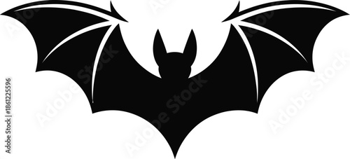 Black Silhouette Bat Vector Graphic Illustration Flying Mammal Symbol for Halloween Design Projects