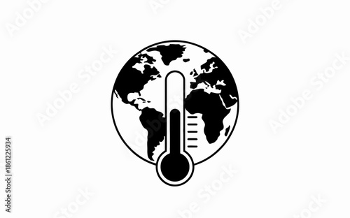 Global Warming Symbol with Earth Map and Thermometer